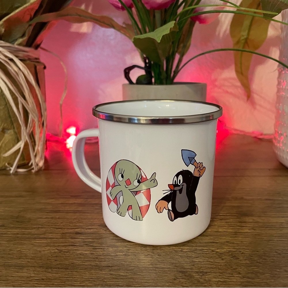 Cute A kockásfülű nyúl & Kis Vakond Enamel Mug - Picture 2 of 4